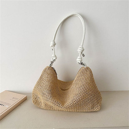 Sac de plage d'été pour femme en paille, sac à main tressé tendance, sac en rotin tissé à la main, sac de plage d'été grande capacité pour femmes et filles