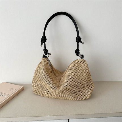 Sac de plage d'été pour femme en paille, sac à main tressé tendance, sac en rotin tissé à la main, sac de plage d'été grande capacité pour femmes et filles