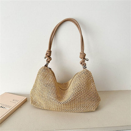 Sac de plage d'été pour femme en paille, sac à main tressé tendance, sac en rotin tissé à la main, sac de plage d'été grande capacité pour femmes et filles