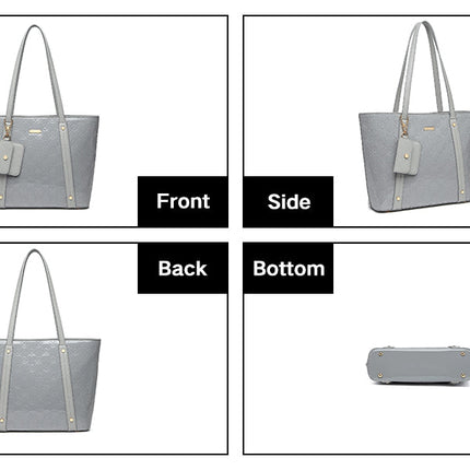 Miss Lulu WOMEN'S Handbag Set, Medium Shopper bag, 3-Piece Set Shoulder Bags FOR WOMEN'S, Elegant Handbag PlatiNum