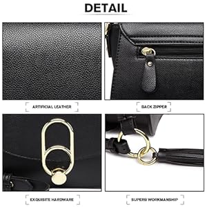 Miss Lulu WOMEN'S shoulder bag shoulder bag with zipper and tassel, modern, ideal for holiday and shopping, Crossbody Bag PlatiNum