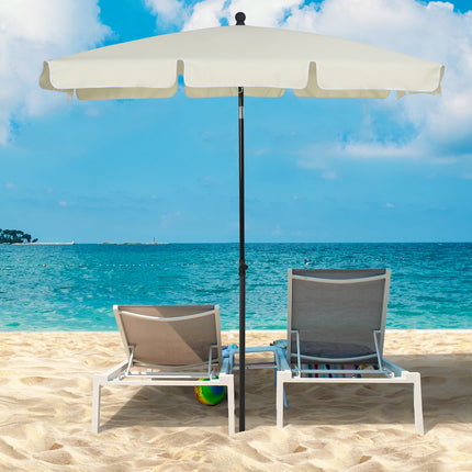 Outsunny Rectangular Straight Tilt Garden Parasol in Aluminum and High-Density Polyester 2 x 1.3 m Light Beige