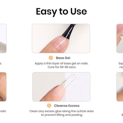 Beetles 2Pcs 20g Solid Nail Glue Gel for Soft Gel Tips, Press On Nails and Acrylic Nail Extensions, UV Light Required