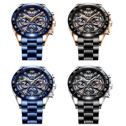 LIGE 2024 New Men Watch Top Brand Luxury Hollow Watch Men Impermeabile Sport Cronografo Al Quarzo Orologio Da Polso Uomo Relogio Masculino