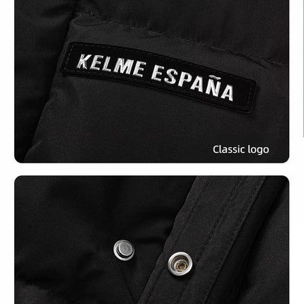 Kelme Long Down Men Winter Jacket Hooded Warm Windproof Couple Camping Equipment Paragraph Down Coat Jacket Women Утепленный
