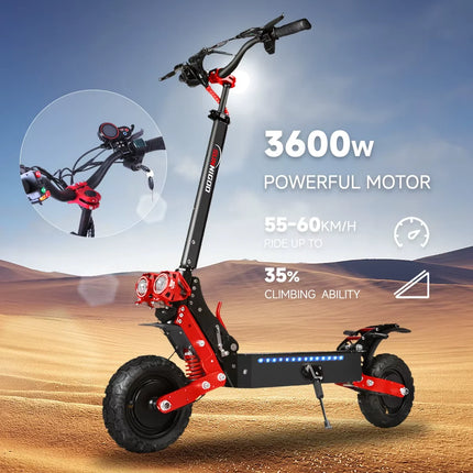 Monopattino Elettrico SUNNIGOO X7/X7PRO 3600W Doppio Motore Potente Velocità Massima 60-65km/h Pneumatici Fuoristrada da 11 Pollici Pieghevole Potente E-Scooter Autonomia 60KM Impermeabile IP54 Blocco NFC Freni Doppi Monopat