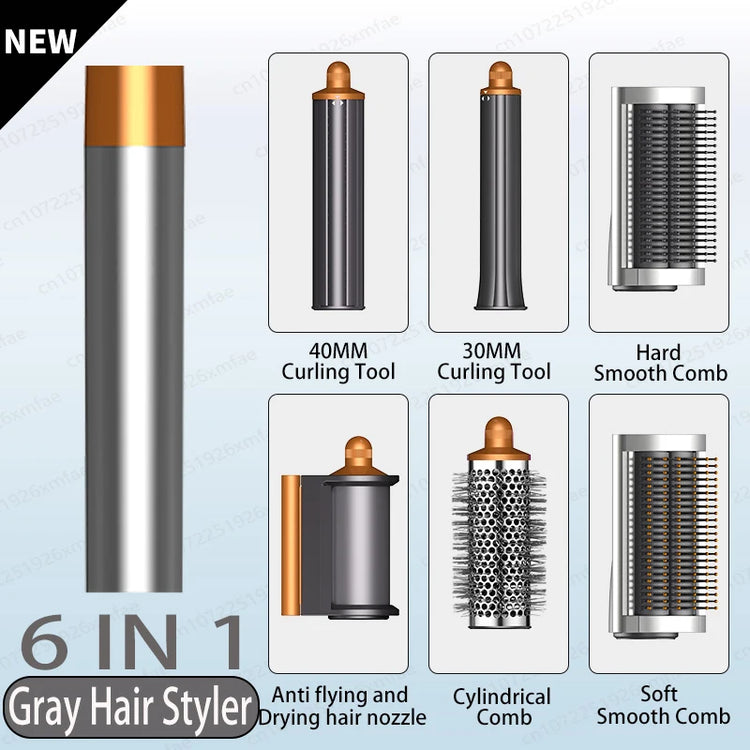 SenCiciMen 6 in 1 Professional Hot Air Styler Negative Ion Multi Hair Styler Set for Auto Curling Hair Styling Tools For Fast Drying, Curling, Volumizing &  Smooth Best Gift for Women