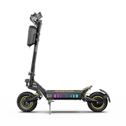 Monopattino elettrico OOTD T10PRO con motore da 2600W, 60 km/h, batteria al litio 52V 23.4Ah, illuminazione ambientale, freno idraulico