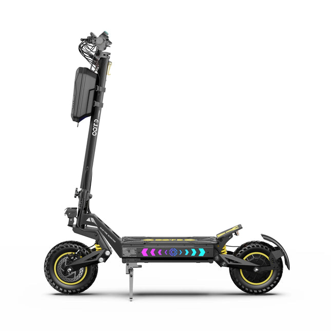 Monopattino elettrico OOTD T10PRO con motore da 2600W, 60 km/h, batteria al litio 52V 23.4Ah, illuminazione ambientale, freno idraulico