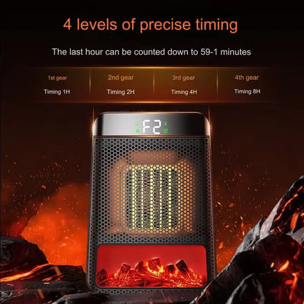 1000W Flame Portable Electric Heater Portable Desktop Fan Warm Air Blower for Ptc Heating Household Office Mini Space Heater