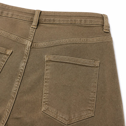 Jeans ballet woman khaki high waist wash vintage denim soft fit large pockets urban streetwear casual style ruffled silhouette ideal for daily outfits and outings FX5314-5
