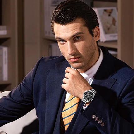 SAPPHERO Orologio Uomo Quarzo Lusso Cronografo Sport Acciaio Inossidabile Impermeabile 50M Data Luminoso Orologio Elegante Business