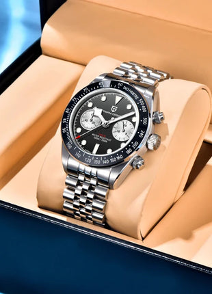Nuovi orologi da uomo Panda DESIGN, orologio al quarzo di lusso Panda, cronografo sportivo da uomo, cronografo con vetro zaffiro, lenti AR, ceramica, leggero, impermeabile, in acciaio inossidabile, orologio da uomo, idea rega
