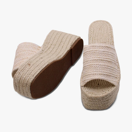 Soraia Shoes Women's Platform Sneakers Open Toe and Open Heel Wedge Sandals Summer High Heel Espadrilles Jute Shoes Summer Fashion Young Fashion PlatiNum