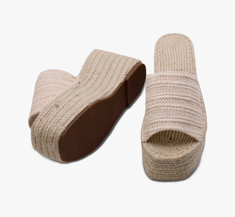 Soraia Shoes Women's Platform Sneakers Open Toe and Open Heel Wedge Sandals Summer High Heel Espadrilles Jute Shoes Summer Fashion Young Fashion PlatiNum
