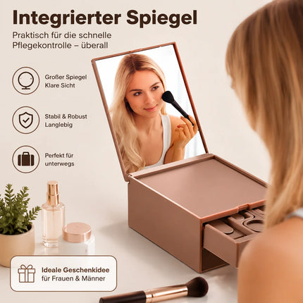 Nail Clipper Set Manicure Set 13 Piece Nail care Set with Mirror Pedicure tools Set in Elegant coffee Brown stainless steel Nail Set FOR WOMEN'S & Men gift