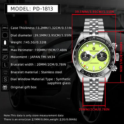Nuovo PAGANI DESIGN 2026 Orologio da Uomo Panda, Orologio al Quarzo di Lusso, Cronografo con Quadrante in Zaffiro, Luminoso, Acciaio Inossidabile 316L, Spedizione Locale
