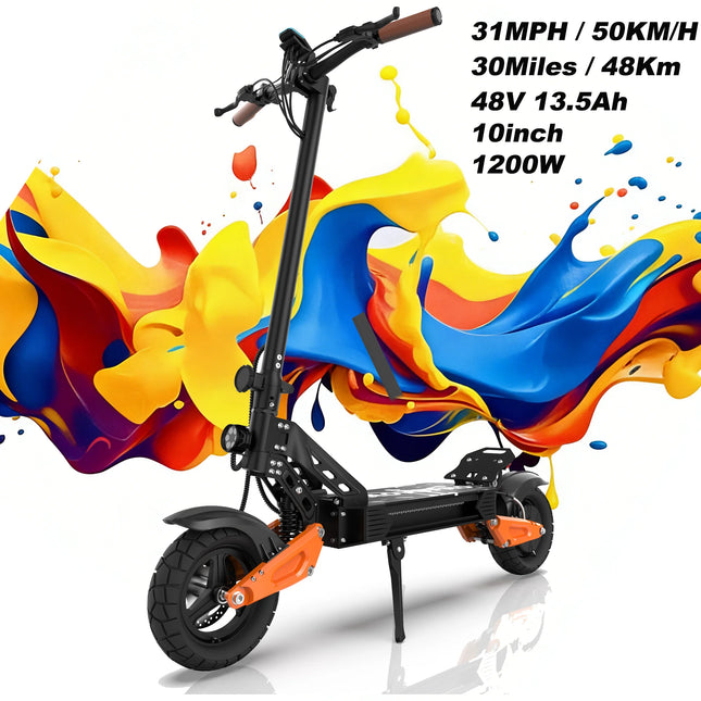 EU Stock 1200W Electric Scooter 31 MPH Adult Commuter Electric Scooter With A Range Of Up To 30 Miles 10 Inch Thickened And Widened Off Road Puncture-Resistant Tires All-Around Comfortable Riding Experience