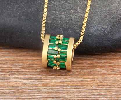 AIBEF Daily Wear collana con ciondolo rotondo con cerchio di strass temperamento alla moda gioielli semplici e versatili regalo di accessori di lusso