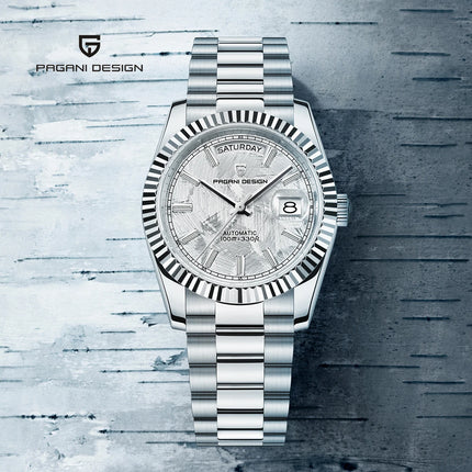 Nuovo Orologio da Uomo di Lusso DD36 2026 PAGANI DESIGN Automatico da Uomo con Quadrante in Meteorite Bianco Meccanico con Protezione in Zaffiro AR Data Sportivo Spedizione Locale
