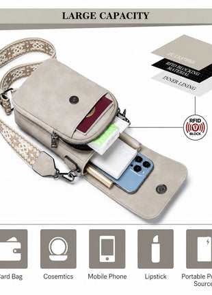 Borsa a tracolla da donna alla moda, design multitasche, tracolla regolabile, mini borsa a spalla