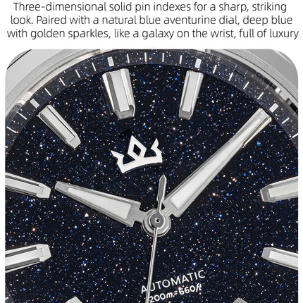 ADDIESKIN K010 Men's Automatic Watch Natural Stone Dial Tiger Eye Turquoise Goldstone Sapphire Crystal Miyota 9015 BGW9 Luminous