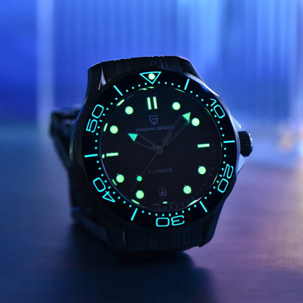 PAGANI DESIGN Orologio subacqueo automatico di lusso verde da uomo, Nuova collezione, Orologio meccanico MIYOTA 8215 da uomo, Spedizione locale