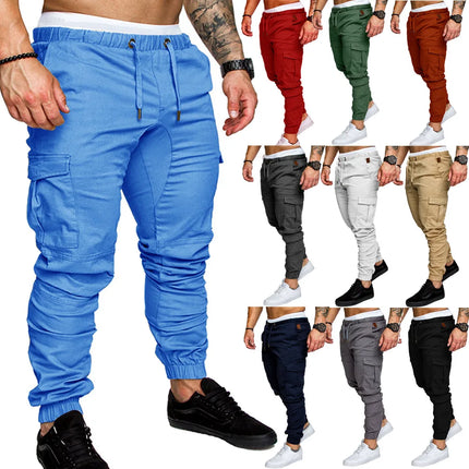 2025 New Male Trousers Mens Joggers Solid Multi-pocket Pants Sweatpants Men Pants Hip Hop Harem Joggers Pants Running men's gym
