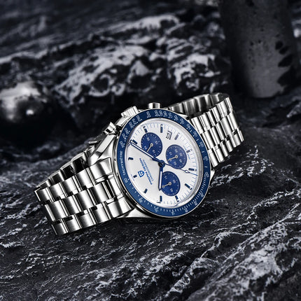 Nuovo Orologio da Uomo PAGANI DESIGN Moon Tan 2026, Orologio al Quarzo di Lusso con Vetro Zaffiro AR, Cronografo Impermeabile, Spedizione Locale