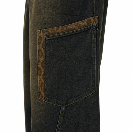 Women's Jeans Cargo Balloon High Waist Denim Blue Vintage Effect Details Leopard Pockets Big pants Streetwear Y2K for Urban Leisure Outings FX5355-1