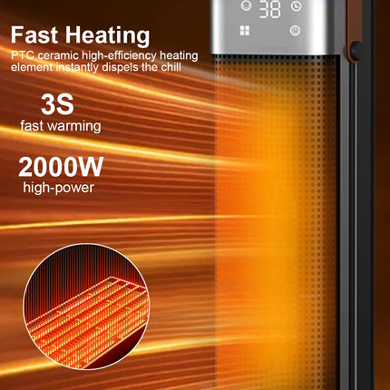 Electric Heater 2000W Heating Fans Portable PTC Fan Heater Electric Space Heater Household Hot Air Blower Electric Warmer with Remote Control