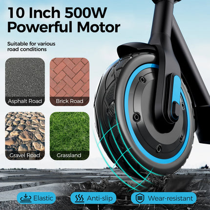HiQiS V10 E-Scooter 500W Motore 36V 10.5Ah 40KMH Velocità 30KM Gamma Pieghevole EScooter 10 pollici Pneumatico Ad Aria Scooter Elettrico Per Adulti