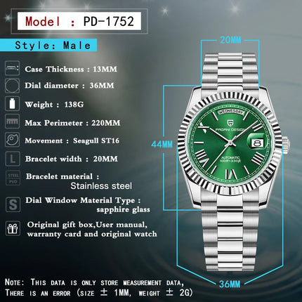 Nuovo DESIGN 2026 PAGANI DD36 Orologi da Uomo di Lusso, Orologio Meccanico Automatico con Vetro Zaffiro AR, Sportivo e Impermeabile
