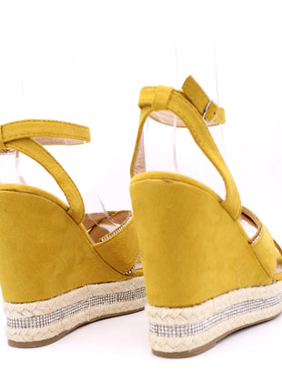 Soraia shoes Women's Glitter Stone Wedge Platform Sandal Wedge Sandal Summer Fashion Sandal PlatiNum