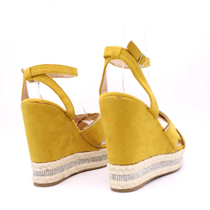 Soraia shoes Women's Glitter Stone Wedge Platform Sandal Wedge Sandal Summer Fashion Sandal PlatiNum
