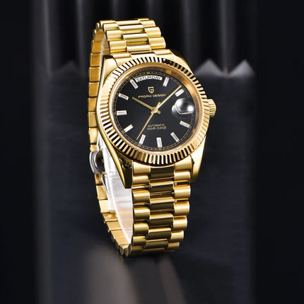 Orologio automatico di lusso Blue DESIGN Ice Blue per uomo, orologio da polso meccanico in acciaio inossidabile, impermeabile, vetro zaffiro AR, consegna locale