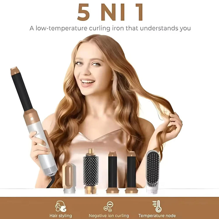 Fast Shipping 5-In-1 Hair Dryer Styling Set Professional Home Styling Tools Curling Iron Hot Air Comb Straightener Multifunctional Hair Salon