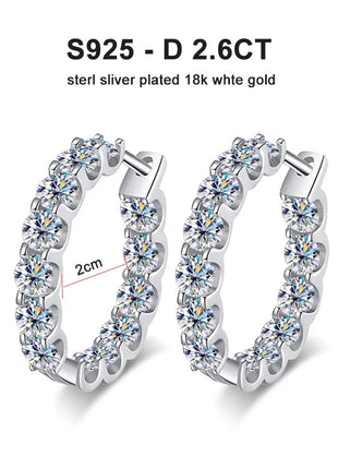 KNOBSPIN 2.6ct D Color Moissanite Earring 925 Sterling Sliver Plated White Gold Hoop Earring for Women Wedding Party Jewelry PlatiNum