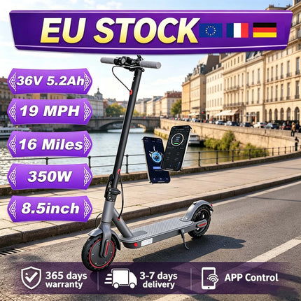 Monopattino Elettrico 350W con Pneumatici Solidi Antiscivolo da 8,5 Pollici, Velocità Massima 30 km/h, Autonomia Fino a 32 km, Pieghevole e Portatile, Ideale per Adolescenti e Pendolari Urbani - Disponibile in Magazzino UE