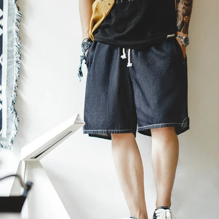 Maden Summer Casual Ice Jeans uomo pantaloncini di Jeans Cool Fit pantaloni larghi a gamba dritta pantaloni corti estivi da uomo