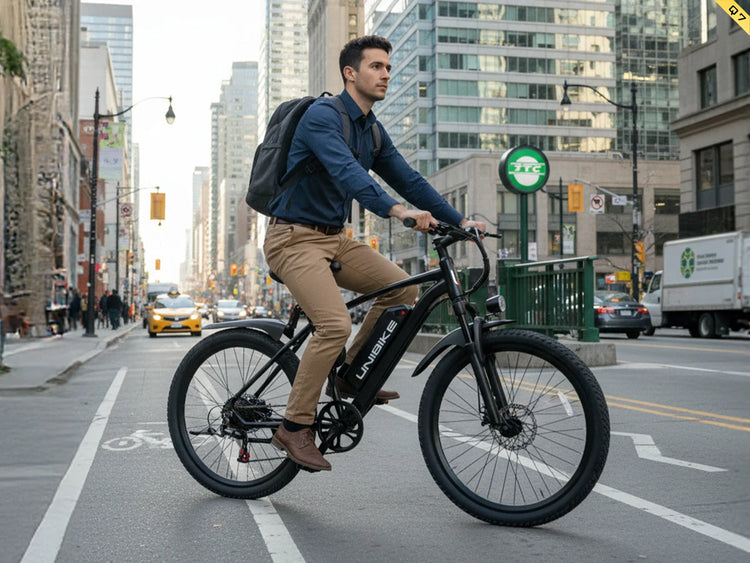 Bicicletta elettrica Aairsk Q7 con motore da 250W, batteria rimovibile da 36V 10Ah, velocità massima di 25 km/h, doppia sospensione e autonomia da 45 a 75 km per carica. Bicicletta elettrica per adulti.