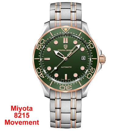 PAGANI DESIGN Orologio subacqueo automatico di lusso verde da uomo, Nuova collezione, Orologio meccanico MIYOTA 8215 da uomo, Spedizione locale