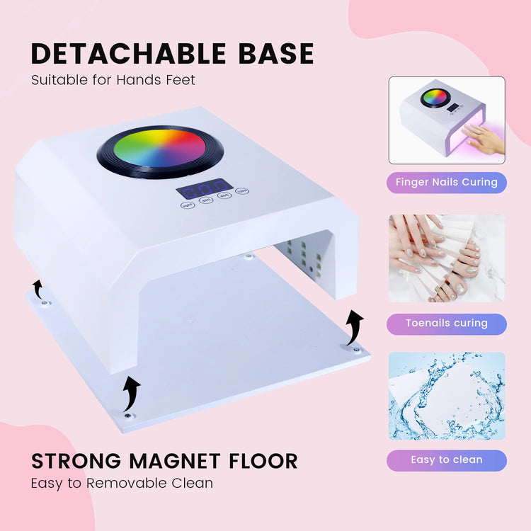 368W Plug-In UV LED Nail Lamp, 87 Beads High Power Gel Nail Dryer, Fast Curing Nail Light, White/Pink/Black