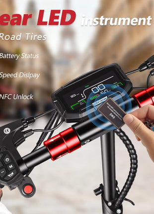 Monopattino Elettrico SUNNIGOO per Adulti con Blocco NFC, Motore Potente 48V 800W, Sedile Rimovibile, Pieghevole, Batteria 15Ah, Autonomia 55km