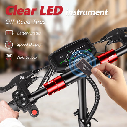 Monopattino Elettrico SUNNIGOO per Adulti con Blocco NFC, Motore Potente 48V 800W, Sedile Rimovibile, Pieghevole, Batteria 15Ah, Autonomia 55km