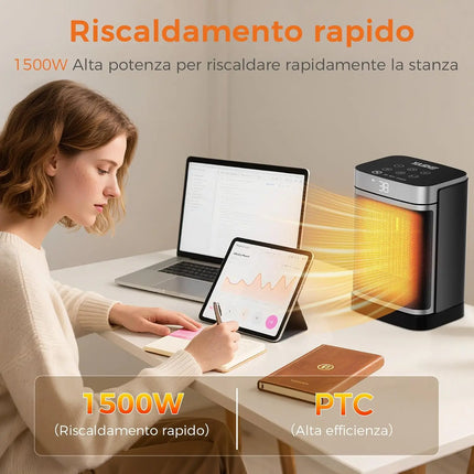 Heater Electric 1500W, Ptc Portable Indoor Space Heater Fan with Remote Control
