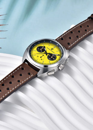 PAGANI DESIGN Nuovo Orologio da Uomo Turtle Back Cronografo al Quarzo con Vetro Zaffiro e Bracciale, Movimento Giapponese VK63, Spedizione Locale