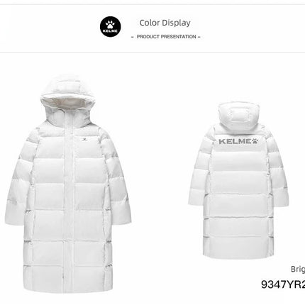 Kelme Long Down Men Winter Jacket Hooded Warm Windproof Couple Camping Equipment Paragraph Down Coat Jacket Women Утепленный