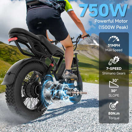 EU Stock Electric Bicycle 1500W Motor 20 Inch Anti-slip Shock Absorb Tires Super Bright Front Light Max Load 120Kg For Suburb Long Distance Riding