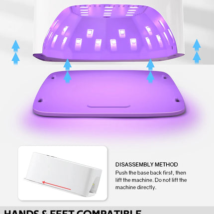 168W UV LED Nail Lamp Rechargeable Nail Dryer with Large LCD Display Professional Gel Curing Lamp 4 Timer Auto Sensor for Salon